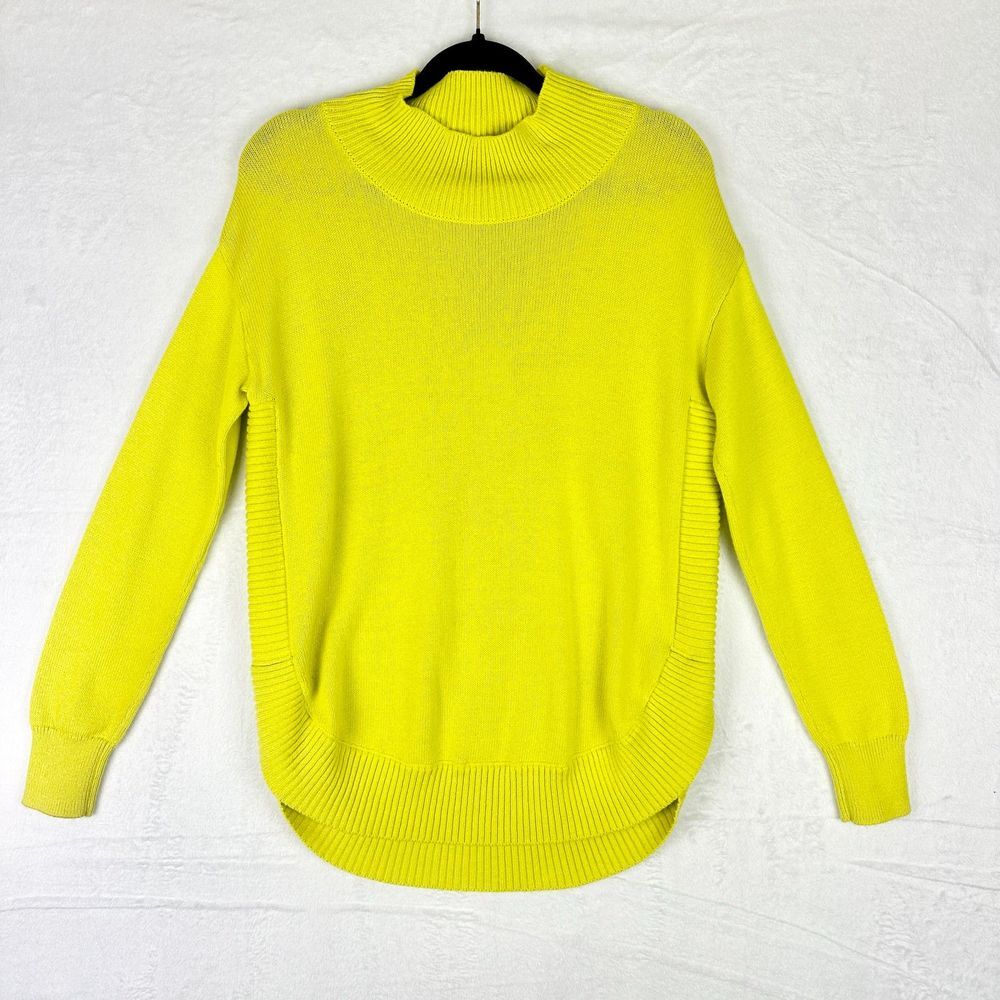 Zaket & Plover Cotton Cashmere Mock Sweater Size Small Chartreuse